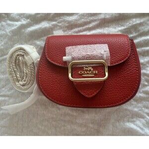 NWT COACH Morgan Card Case On Chain Crossbody Electric Red